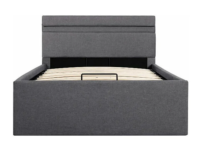 Lit coffre à LED tissu gris foncé Rundo 90x200