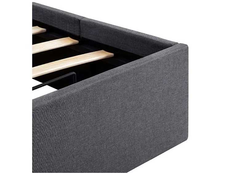 Lit coffre à LED tissu gris foncé Rundo 90x200