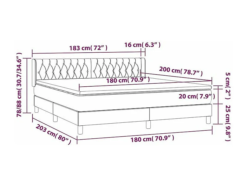 Sommier à lattes de lit et matelas Gris clair 180x200 Velours