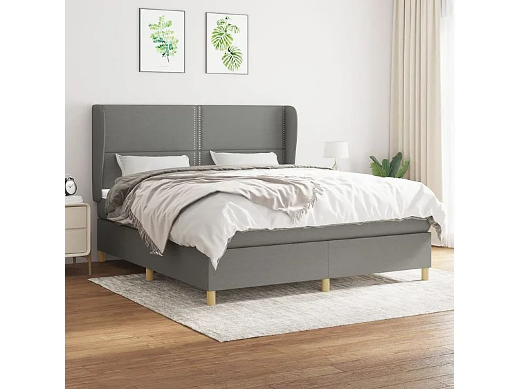 Sommier à lattes de lit avec matelas Gris foncé 180x200 Tissu