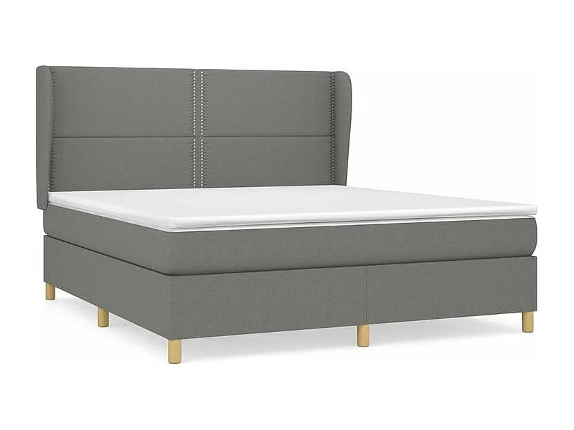 Sommier à lattes de lit avec matelas Gris foncé 180x200 Tissu