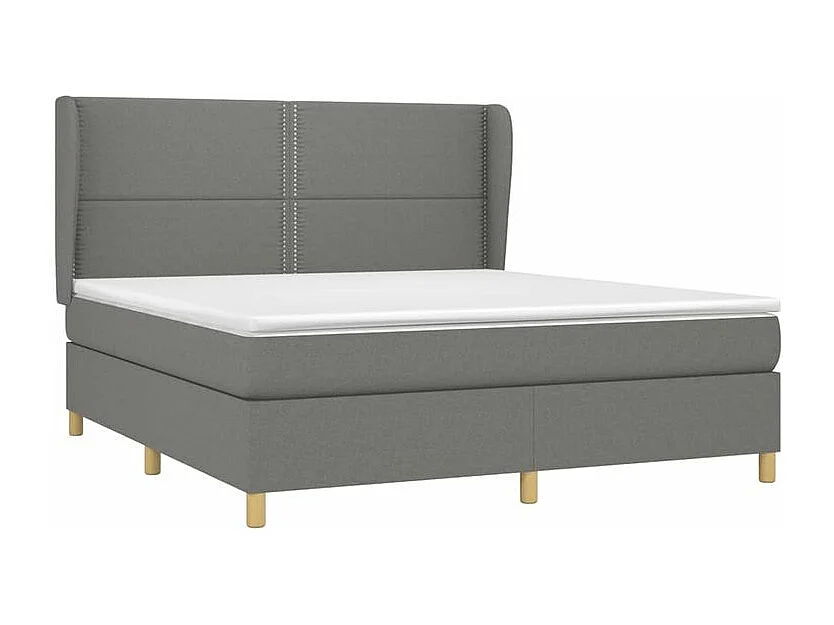 Sommier à lattes de lit avec matelas Gris foncé 180x200 Tissu