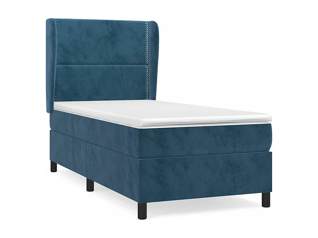 vidaXL Cama box spring con colchón terciopelo azul oscuro 90x200 cm