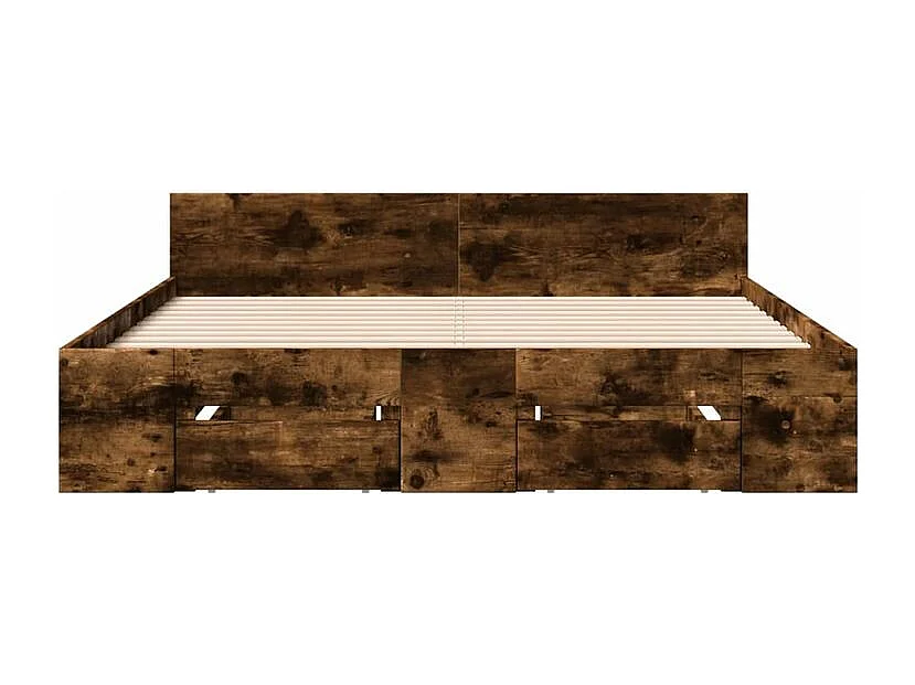 Cadre de lit à tiroirs chêne fumé 135x190 bois d'ingénierie