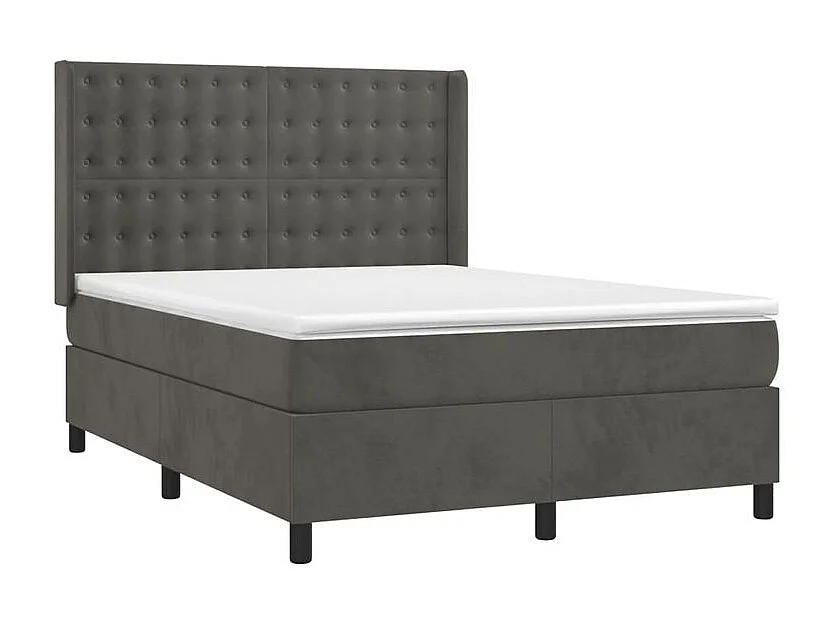 Sommier à lattes de lit matelas et LED Gris foncé 140x200