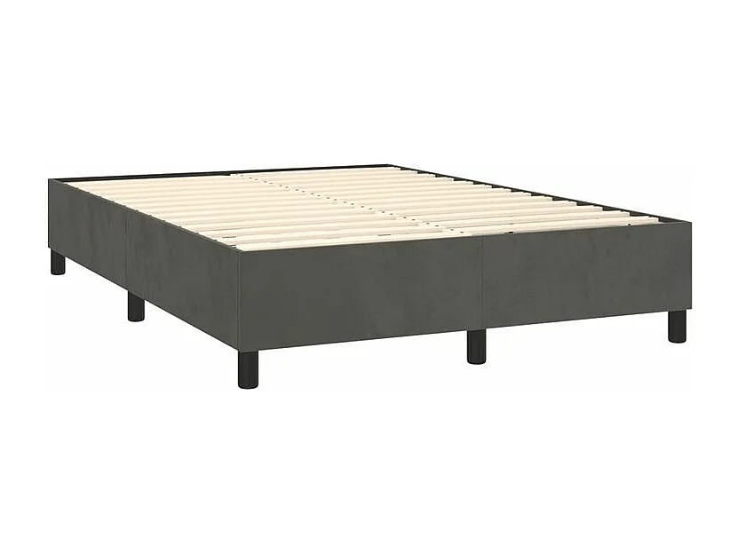 Sommier à lattes de lit matelas et LED Gris foncé 140x200