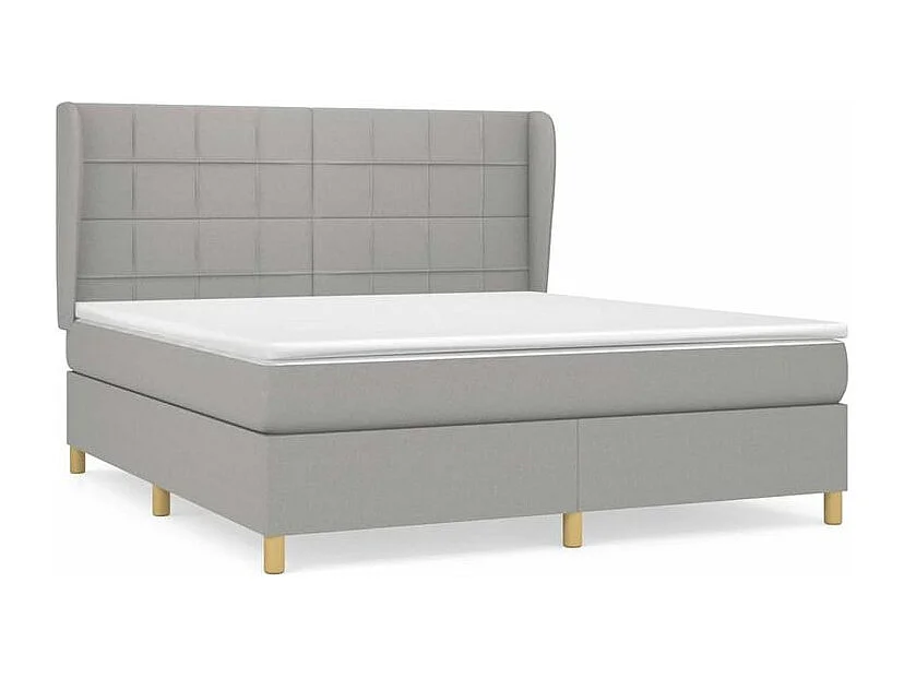 Sommier à lattes de lit avec matelas Gris clair 180x200 Tissu