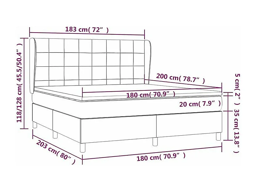 Sommier à lattes de lit avec matelas Gris clair 180x200 Tissu