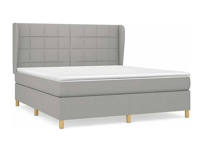 Sommier à lattes de lit avec matelas Gris clair 180x200 Tissu