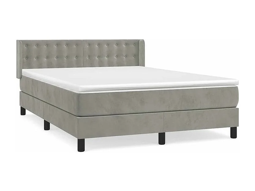 Sommier à lattes de lit et matelas Gris clair 140x200 Velours