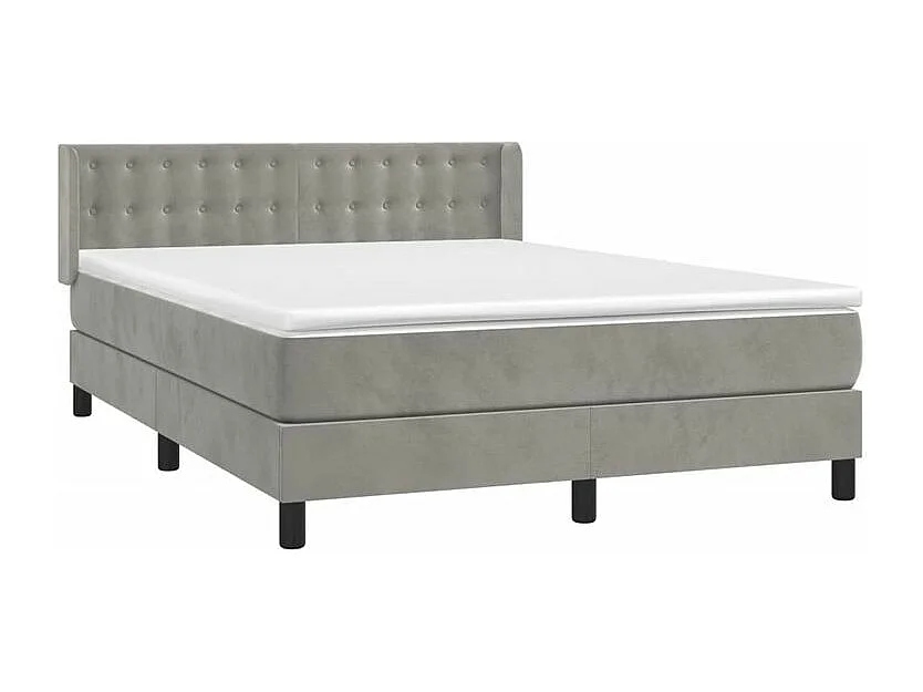 Sommier à lattes de lit et matelas Gris clair 140x200 Velours