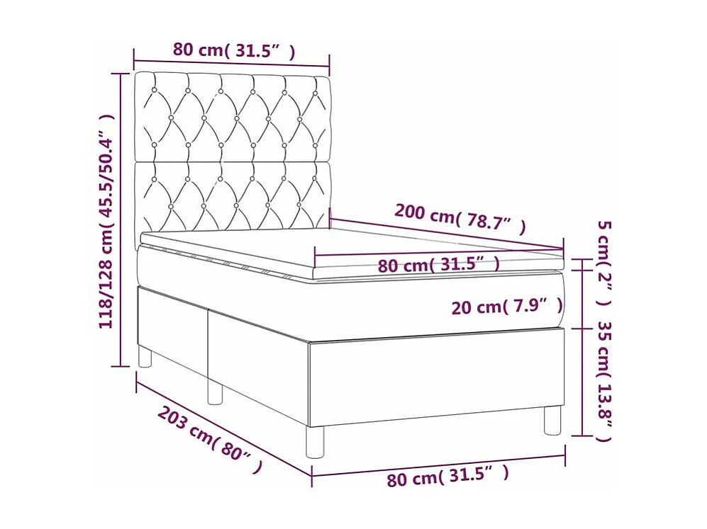 Sommier à lattes de lit avec matelas Bleu 80x200 Tissu