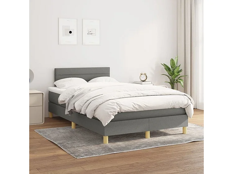 Sommier à lattes de lit avec matelas Gris foncé 120x200 Tissu