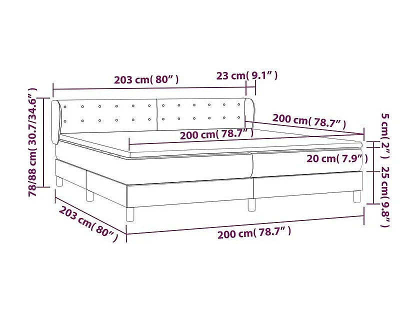 Sommier à lattes de lit avec matelas Marron foncé 200x200
