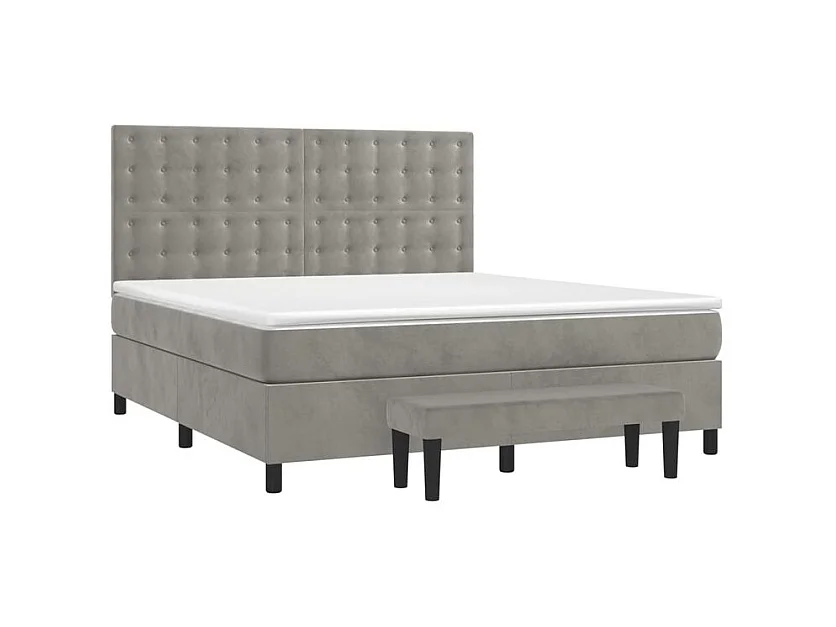 Sommier à lattes de lit et matelas Gris clair 180x200 Velours