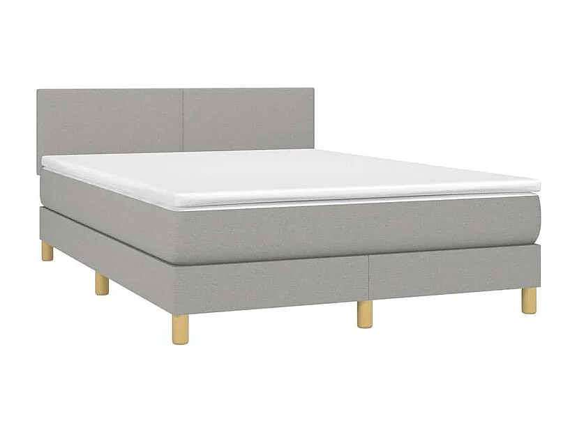 Sommier à lattes de lit et matelas et LED Gris clair 140x190