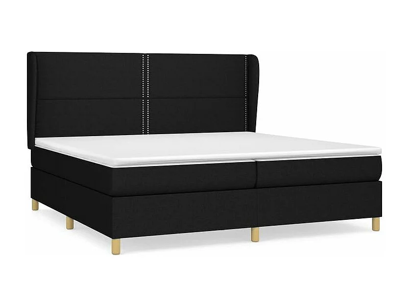 vidaXL Cama box spring con colchón tela negro 200x200 cm