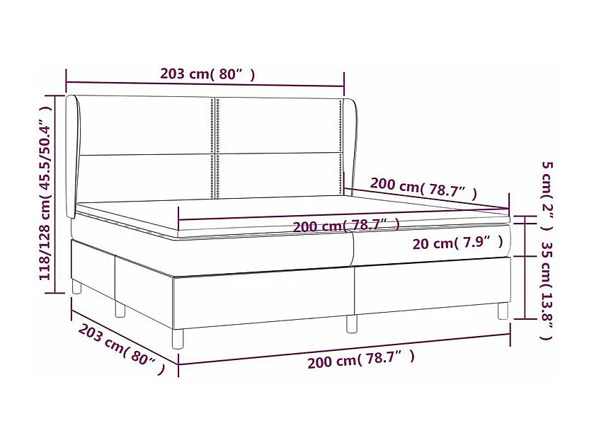 vidaXL Cama box spring con colchón tela negro 200x200 cm