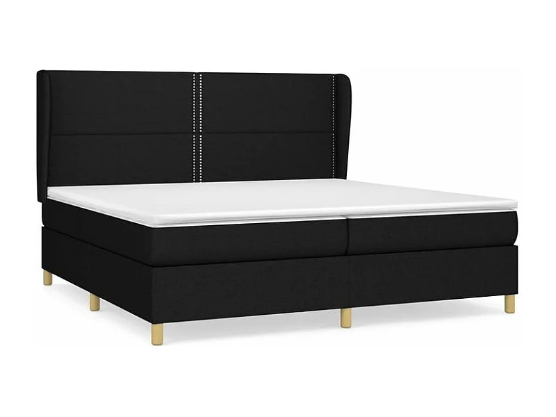 Sommier à lattes de lit avec matelas Noir 200x200 Tissu