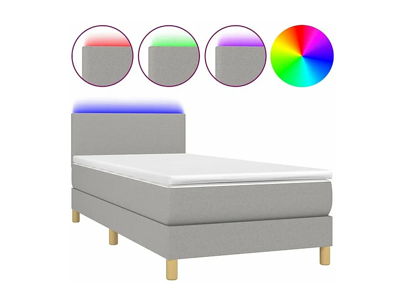 Sommier à lattes de lit matelas LED Gris clair 100x200 Tissu