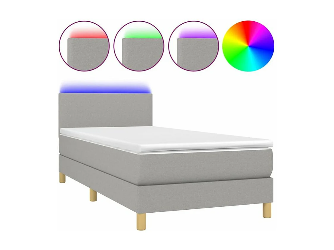 Sommier à lattes de lit matelas LED Gris clair 100x200 Tissu