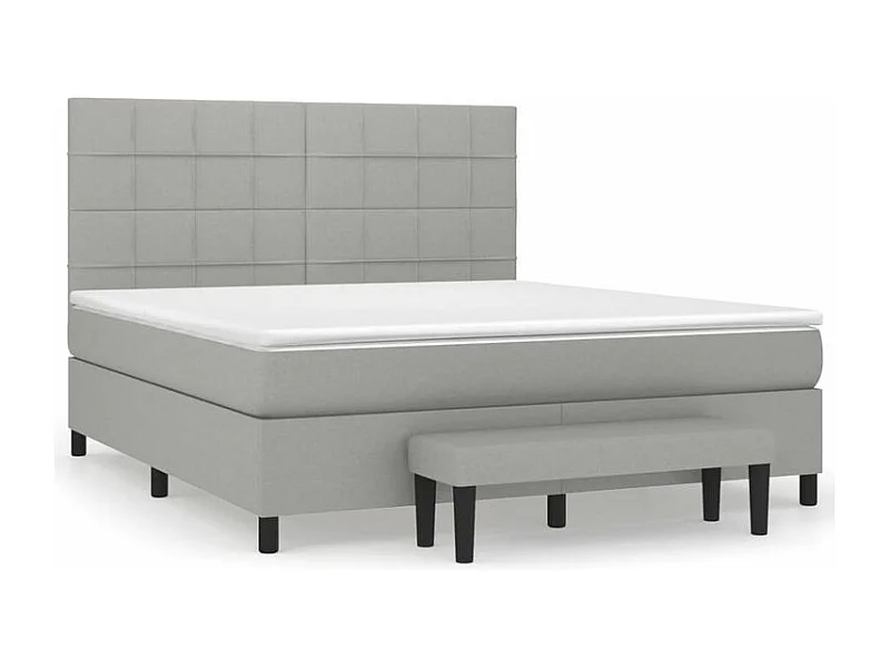 Sommier à lattes de lit avec matelas Gris clair 180x200 Tissu