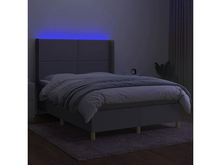Sommier à lattes de lit matelas LED Gris clair 140x200 Tissu