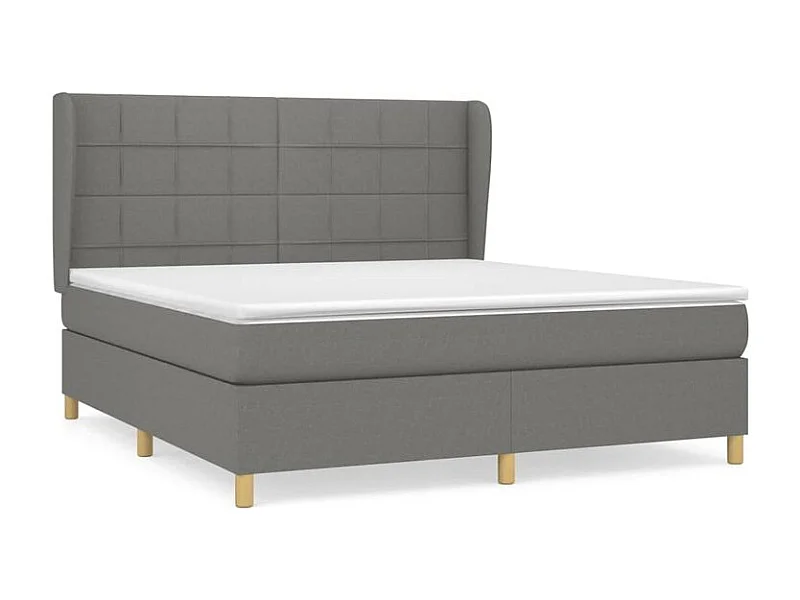Sommier à lattes de lit avec matelas Gris foncé 160x200 Tissu