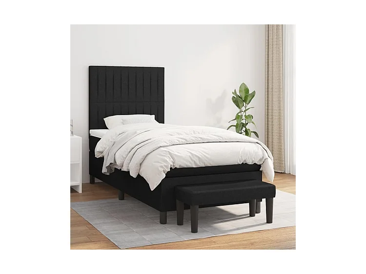 Boxspring met matras stof zwart 100x200 cm
