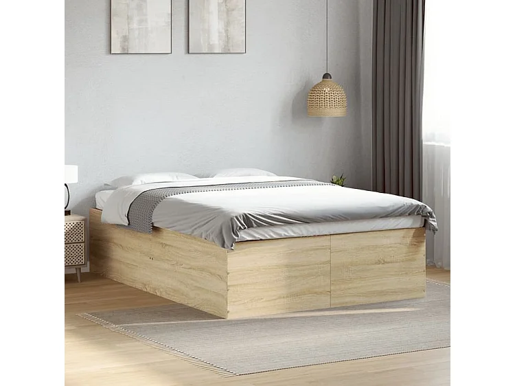 Cadre de lit chêne sonoma 140x190 bois d'ingénierie