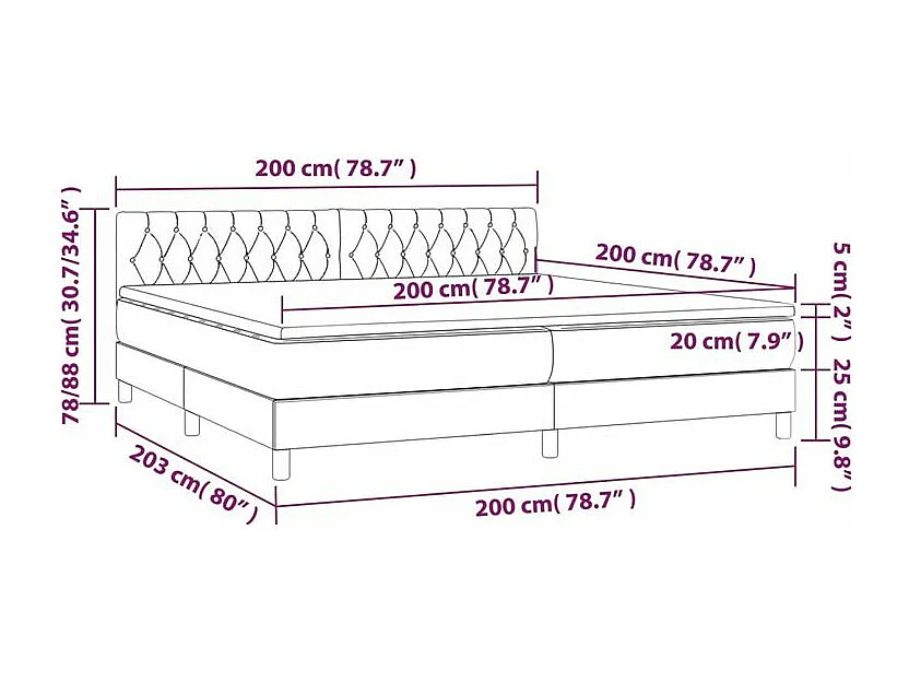 Sommier à lattes de lit avec matelas LED Bleu foncé 200x200