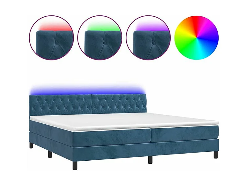 Sommier à lattes de lit avec matelas LED Bleu foncé 200x200