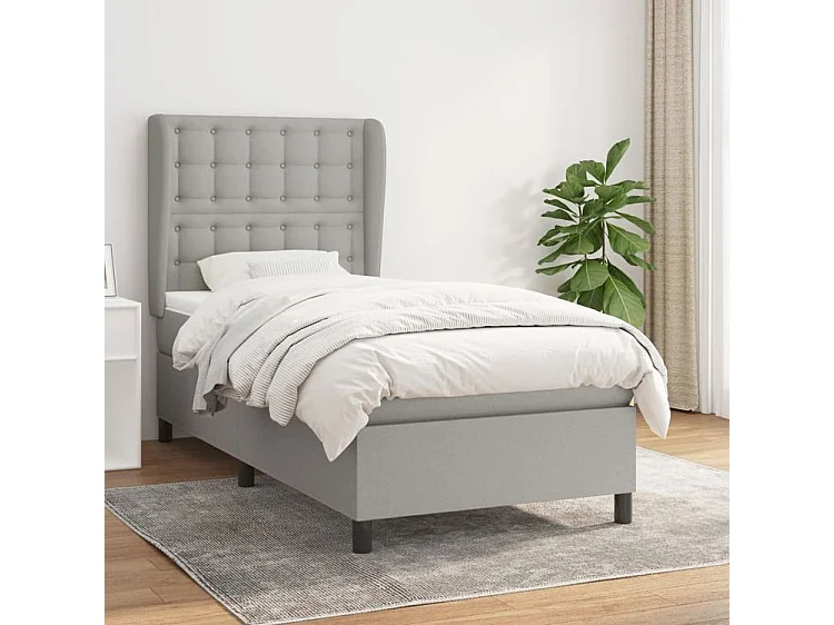 Sommier à lattes de lit avec matelas Gris clair 90x200 Tissu