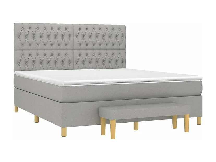 Sommier à lattes de lit avec matelas Gris clair 180x200 Tissu
