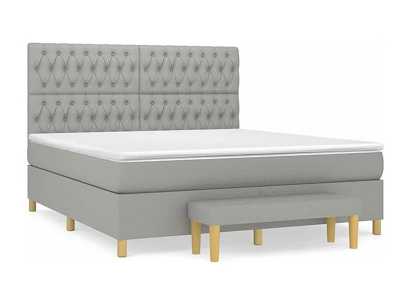 Sommier à lattes de lit avec matelas Gris clair 180x200 Tissu