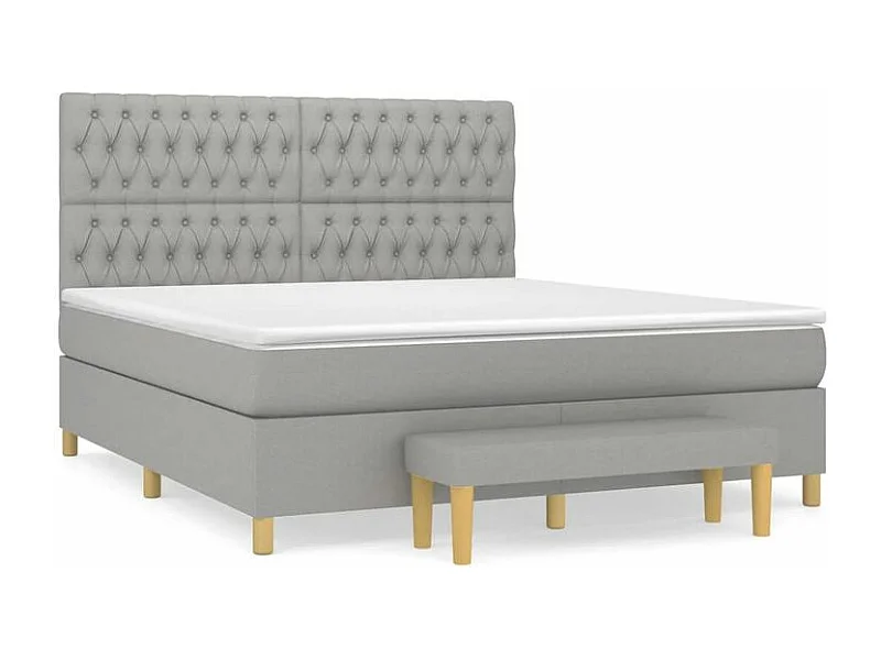 Sommier à lattes de lit avec matelas Gris clair 180x200 Tissu