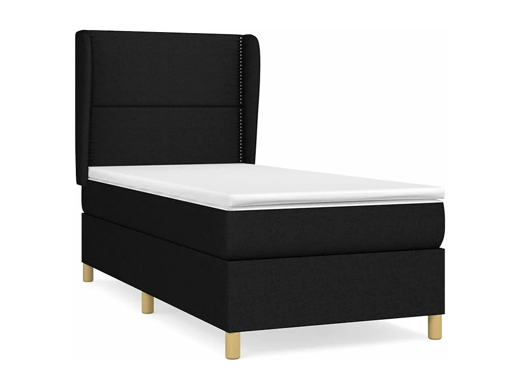 Sommier à lattes de lit avec matelas Noir 100x200 Tissu