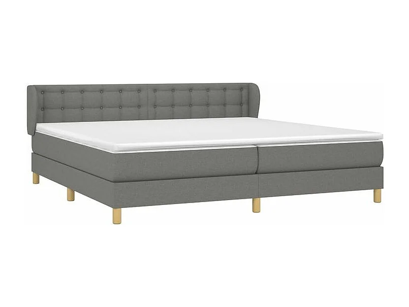 Sommier à lattes de lit avec matelas Gris foncé 200x200 Tissu