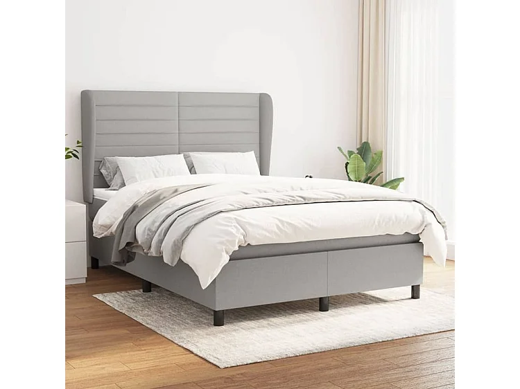 Sommier à lattes de lit avec matelas Gris clair 140x200 Tissu