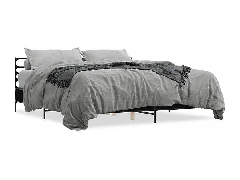 Cadre de lit noir 180x200 bois d'ingénierie et métal