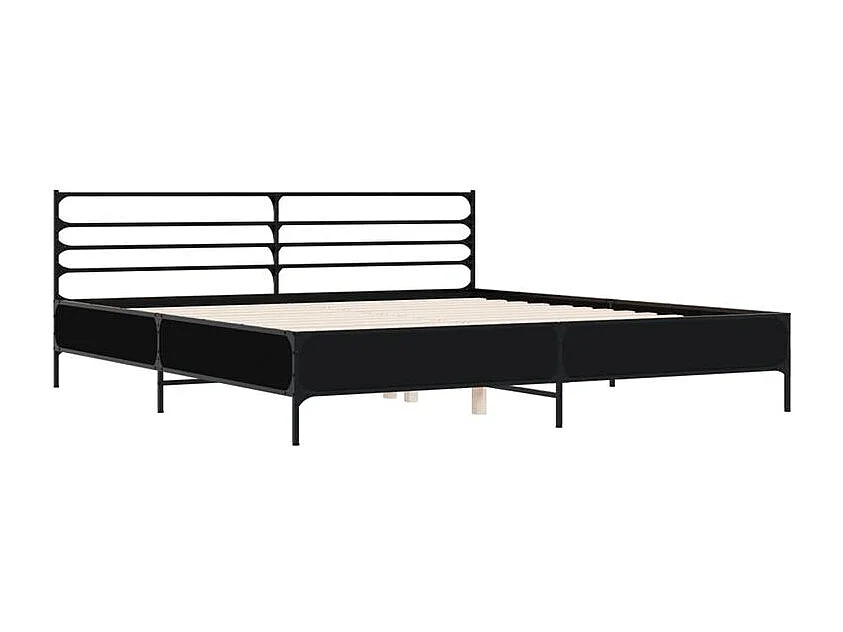 Cadre de lit noir 180x200 bois d'ingénierie et métal