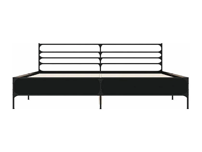 Cadre de lit noir 180x200 bois d'ingénierie et métal
