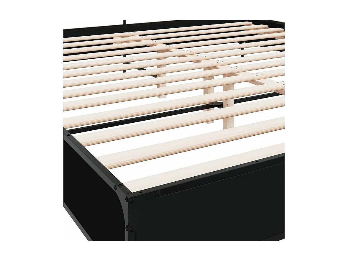 Cadre de lit noir 180x200 bois d'ingénierie et métal