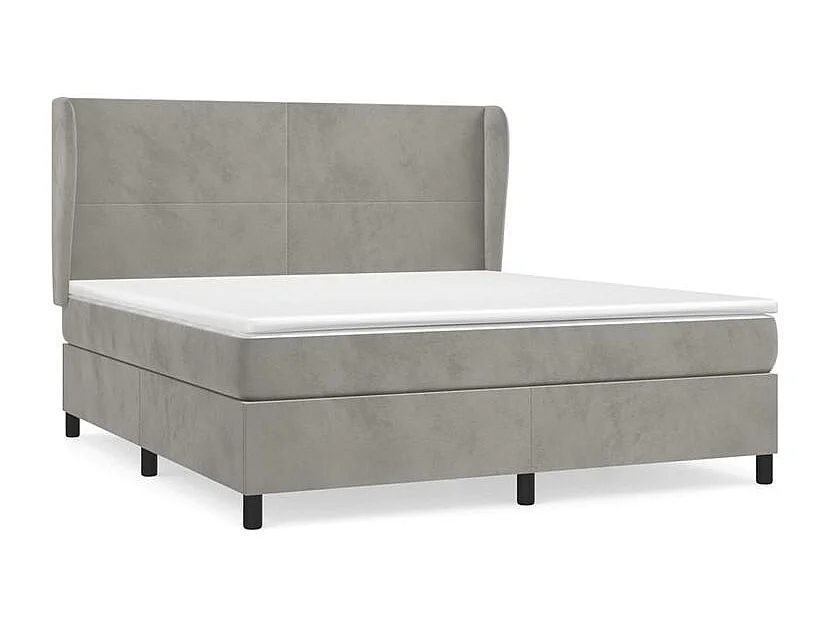 Sommier à lattes de lit et matelas Gris clair 180x200 Velours