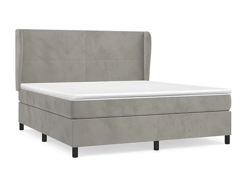 Sommier à lattes de lit et matelas Gris clair 180x200 Velours