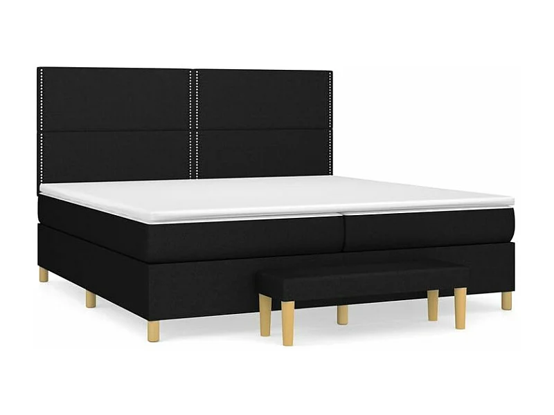 Sommier à lattes de lit avec matelas Noir 200x200 Tissu