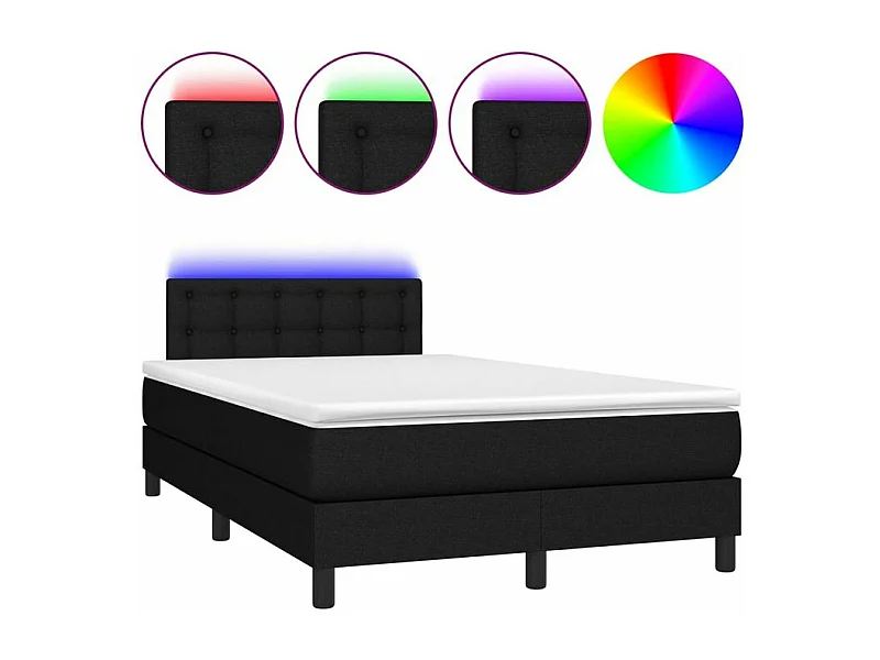 Sommier à lattes de lit avec matelas LED Noir 120x200 Tissu