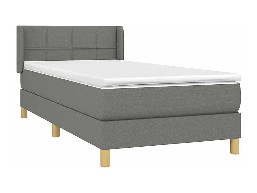 Sommier à lattes de lit et matelas Gris foncé 90x190 Tissu