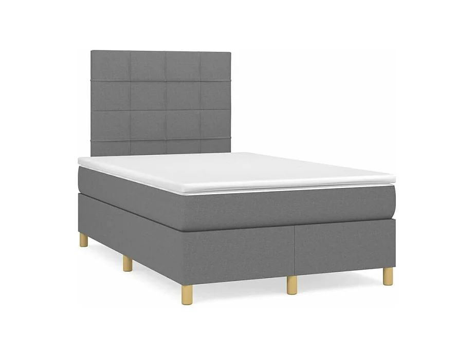 Sommier à lattes de lit avec matelas Gris foncé 120x200 Tissu