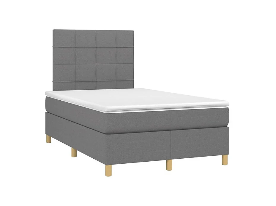 Sommier à lattes de lit avec matelas Gris foncé 120x200 Tissu